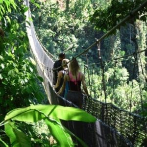 Campesinos Hanging Bridge and Waterfall