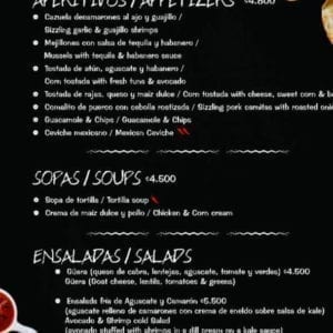 La Catrina Appetizers , Soups and Saladas