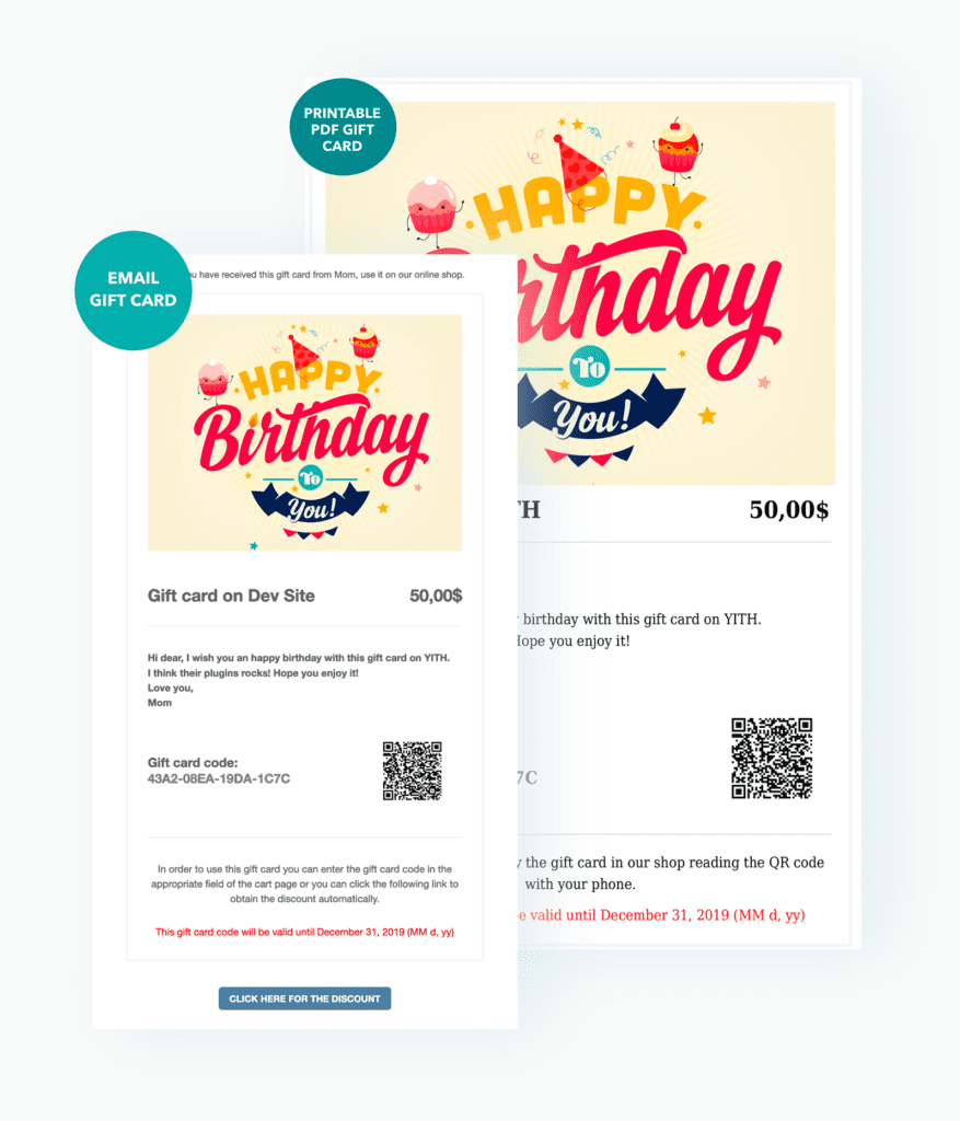 ALLOW YOUR CUSTOMERS TO SEND A VIRTUAL GIFT CARD OR DOWNLOAD A PRINTABLE PDF VERSION