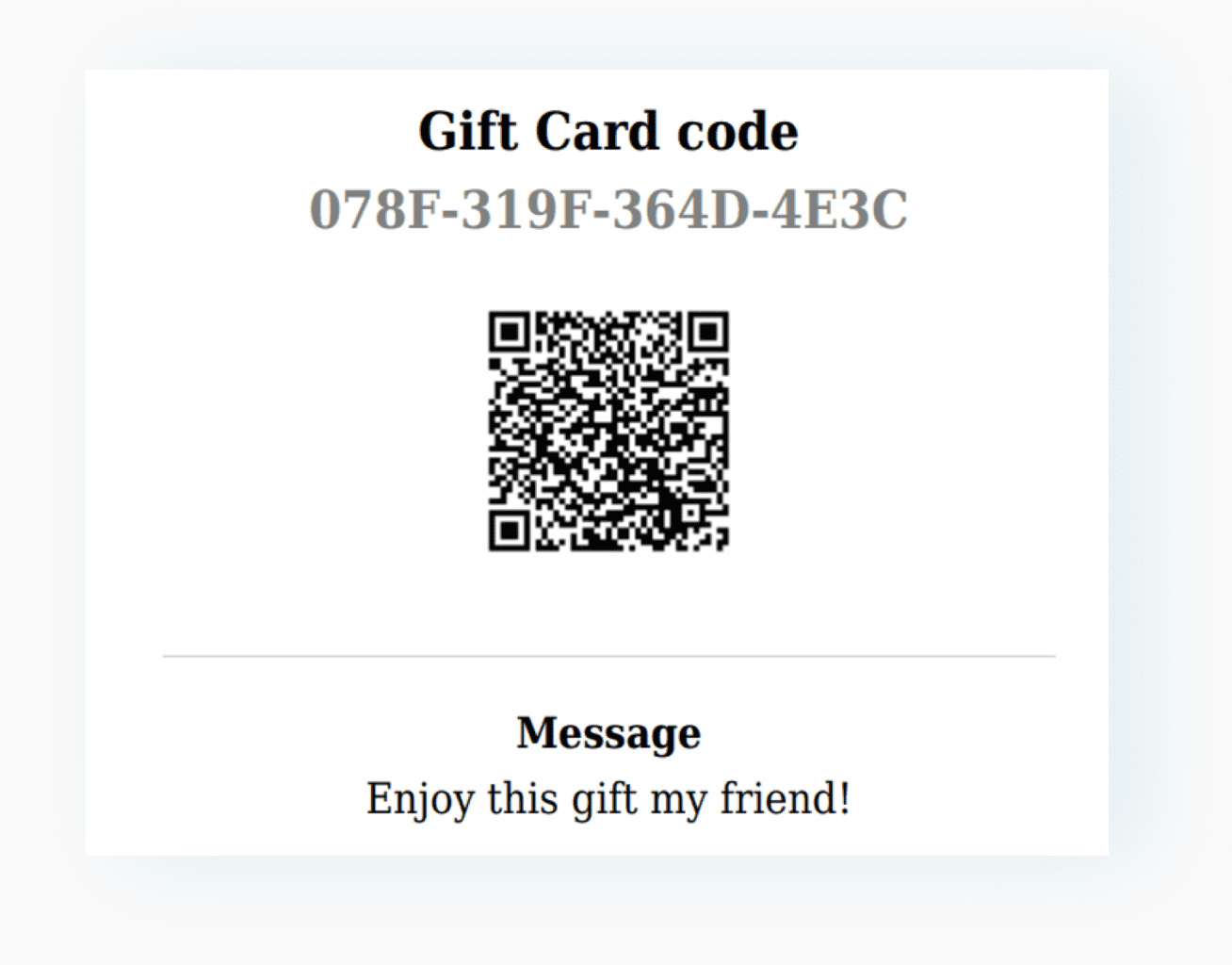 ADD A QR CODE FOR YOUR GIFT CARDS